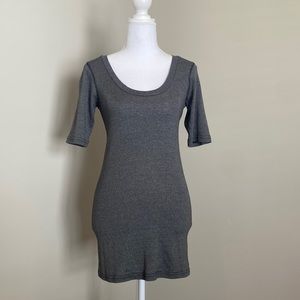 Michael Stars Steel Gray Top with Scoop Neck & Sleeves that Hit Just Elbow